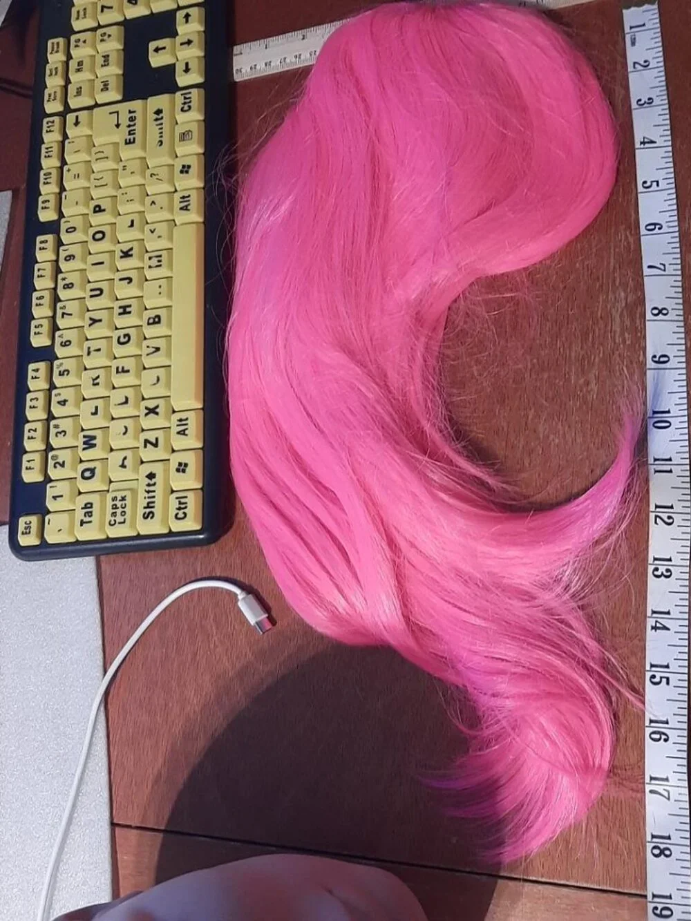 NEW BAG ! Women Long Wig 19 Inch Curly Pink